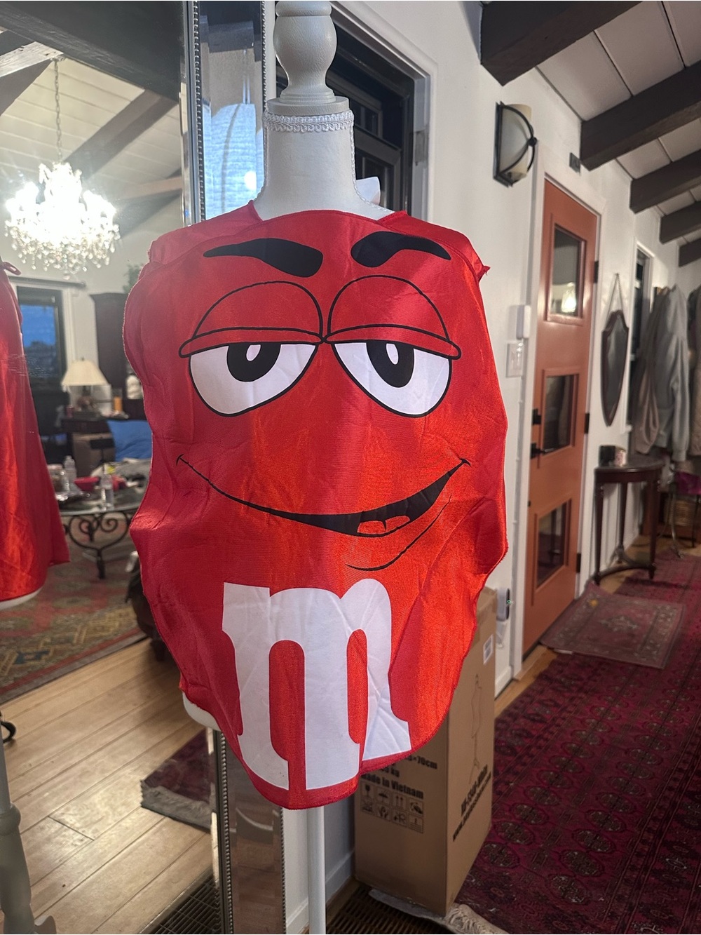 M&M'S Red Character Costume Cover with Printed Face
